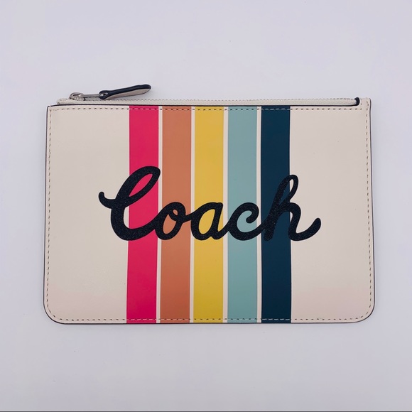 Coach Handbags - COACH Rainbow on White Leather Pouch